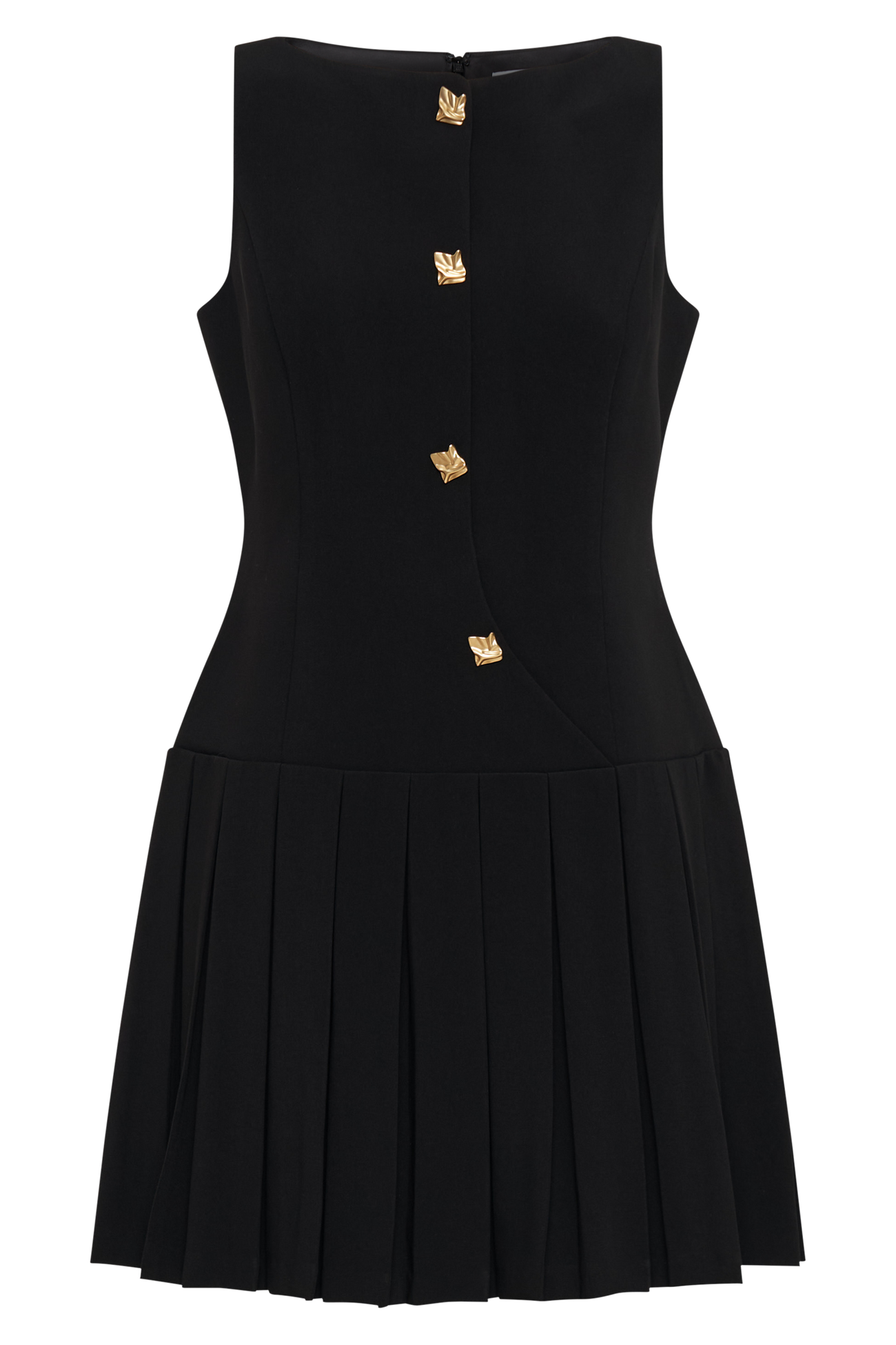 Mackenzie Sleeveless Pleated Mini Dress - Black