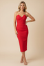 Blair | Women's Draped Strapless Midi Bodycon Wedding Guest Dress