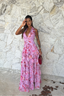 Coral | Women's Floral Sleeveless Ruffle Maxi Wedding Guest Dress