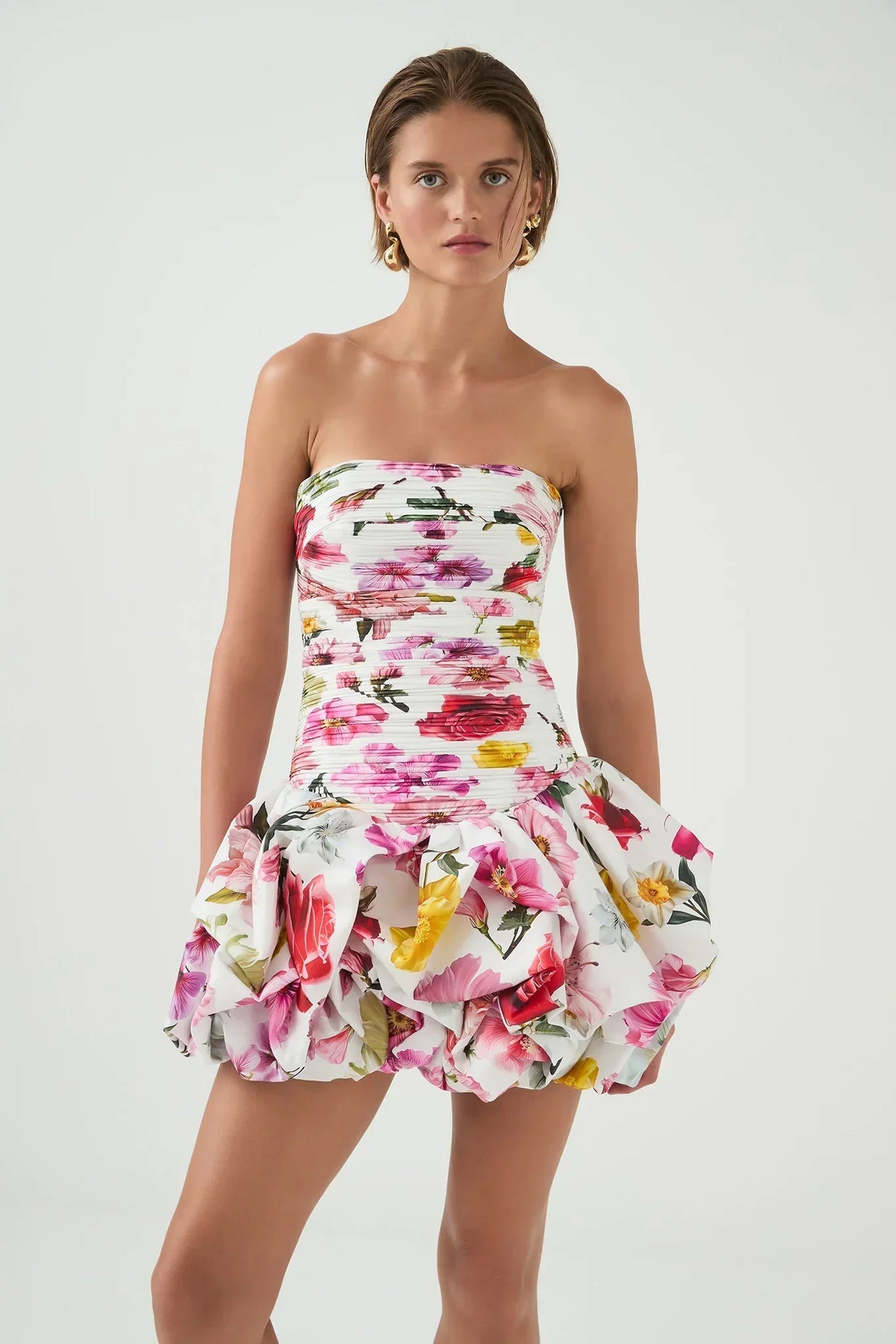 Elora | Women's Strapless Bubble Hem Mini Cocktail Dress
