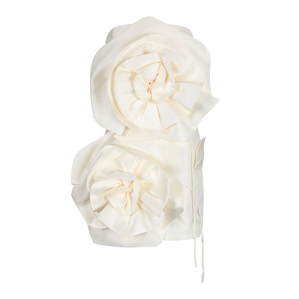 Anna | Women's Strapless Mini Dress with Flower Details