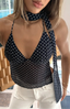 Lilly | Women's Sleeveless Polka-dot Summer Top with Scarf