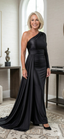 Margaret | Elegant One-Shoulder Evening Gown – Luxury Black Draped Maxi Dress
